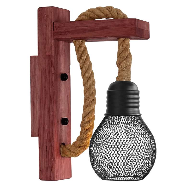 Rope Wall Lights Rustic Vintage Wooden Wall Lamps ~4571-5