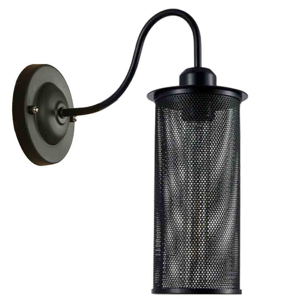 Industrial Cage Wall Light Vintage E27 Matt Black~2900-9