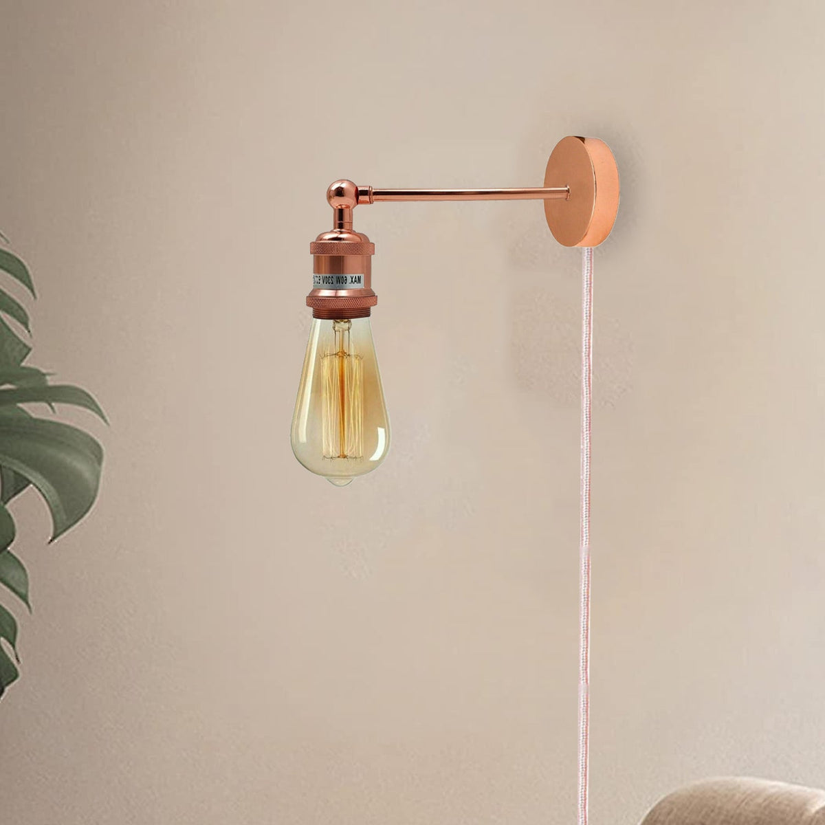 Wall Plug-in lights Vintage Wall Sconce Lamp Rose Gold ~1453-0