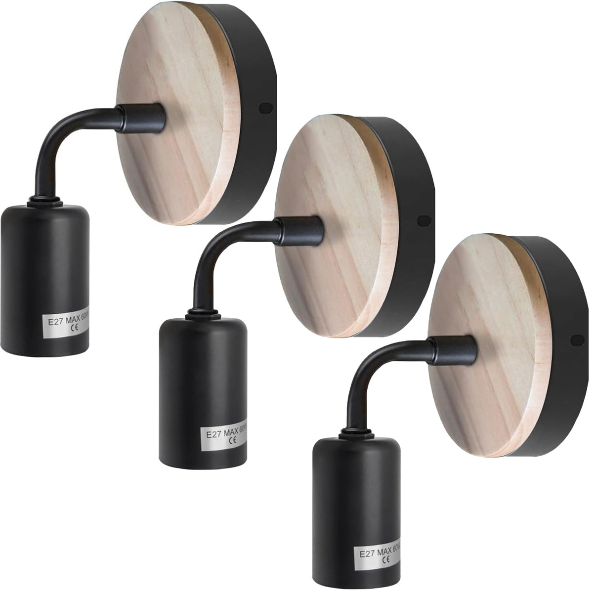 Matt Black Antique brass effect Wired Wall light ~ 5120-9