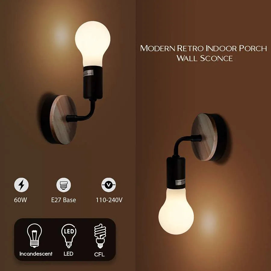 Matt Black Antique brass effect Wired Wall light ~ 5120-1
