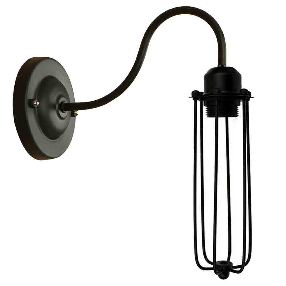 Industrial Cage Wall Light Vintage E27 Matt Black~2900-8
