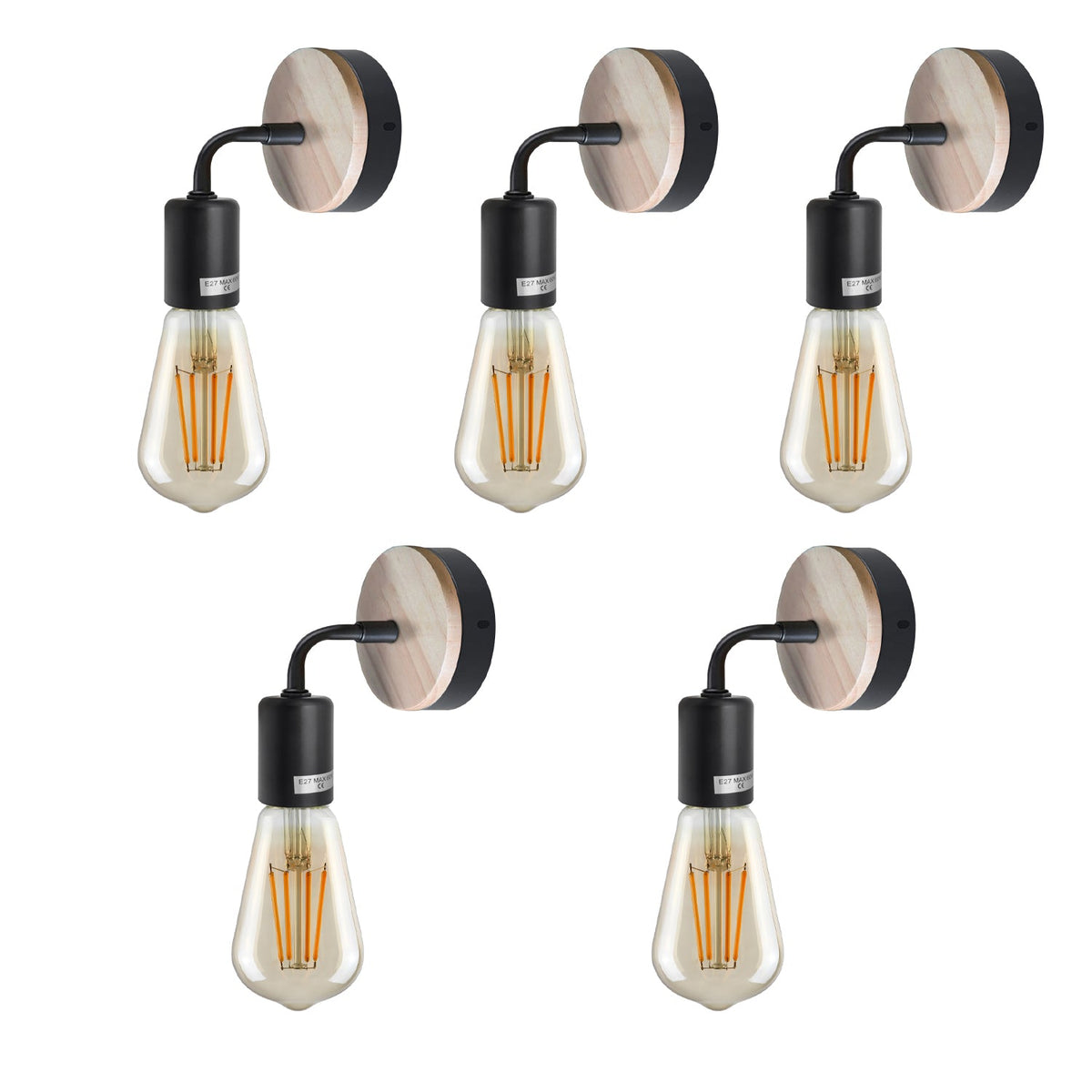 Matt Black Antique brass effect Wired Wall light ~ 5120-7