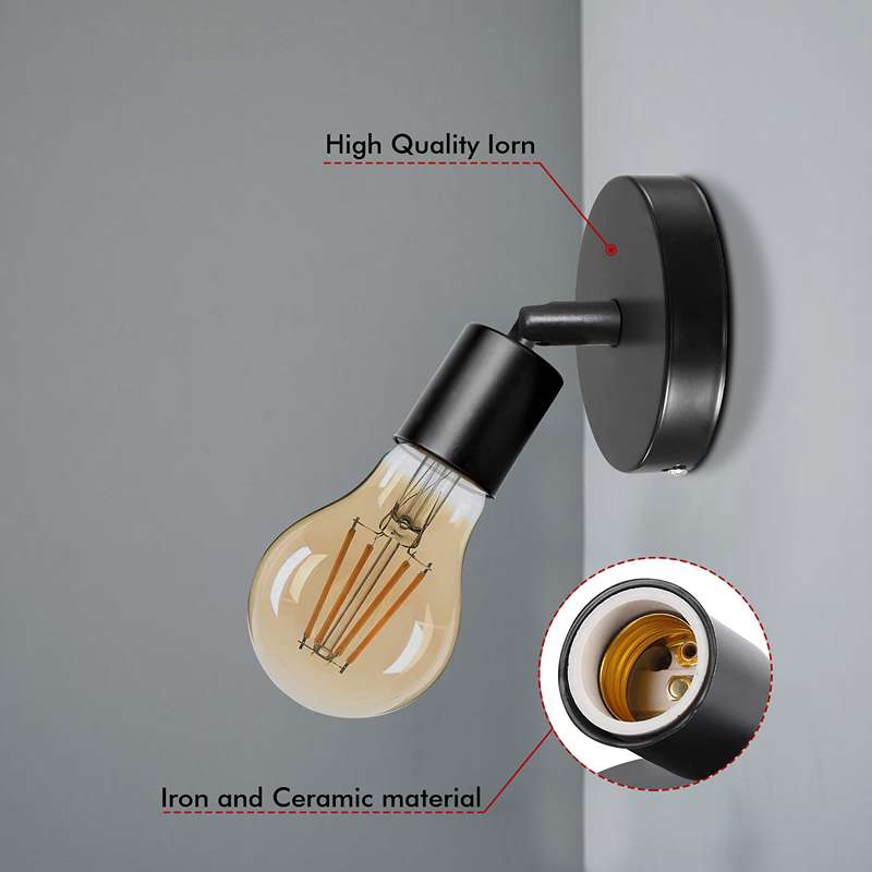 Adjustable E27 Wall Light Black Wall Sconce Lamp ~4737-1