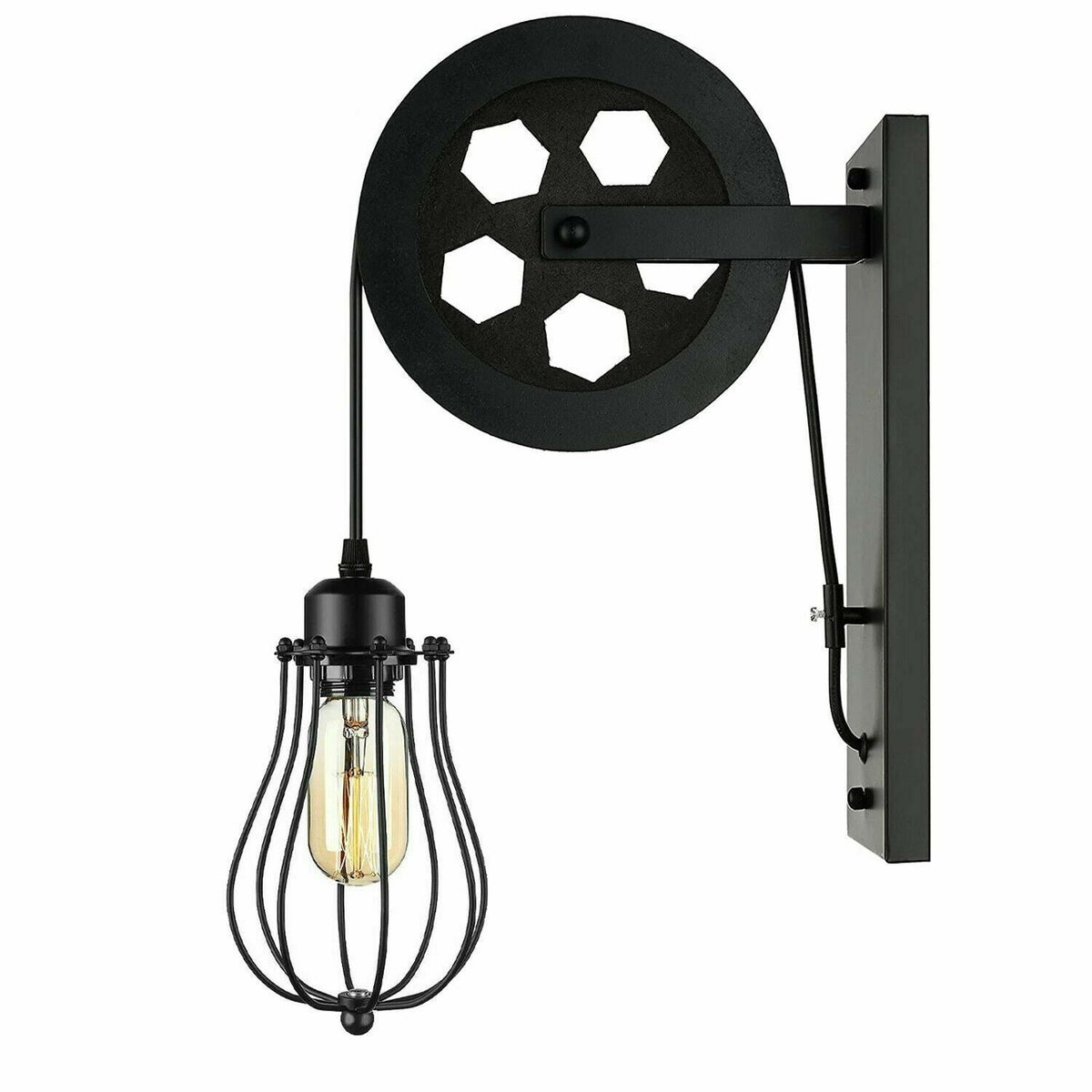 Retro Industrial Pulley Wheel Cage Wall Light E27~1212-7