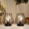 7''Tall  Set of 2 Metal Battery Operated Lamp  (Black)-0