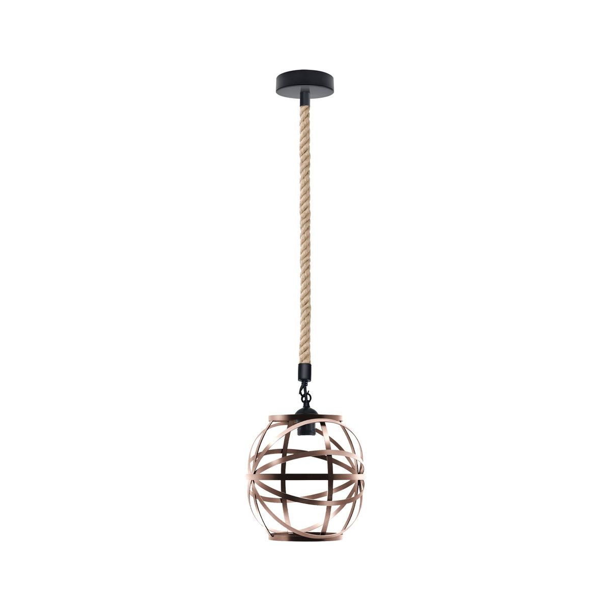 Single Ceiling Hemp Rope Hanging Pendant light with Bulb Guard wire cage light~5089-5