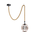 Industrial Hemp Cord Pendant Light Copper Wire Cage Fitting~5087-4