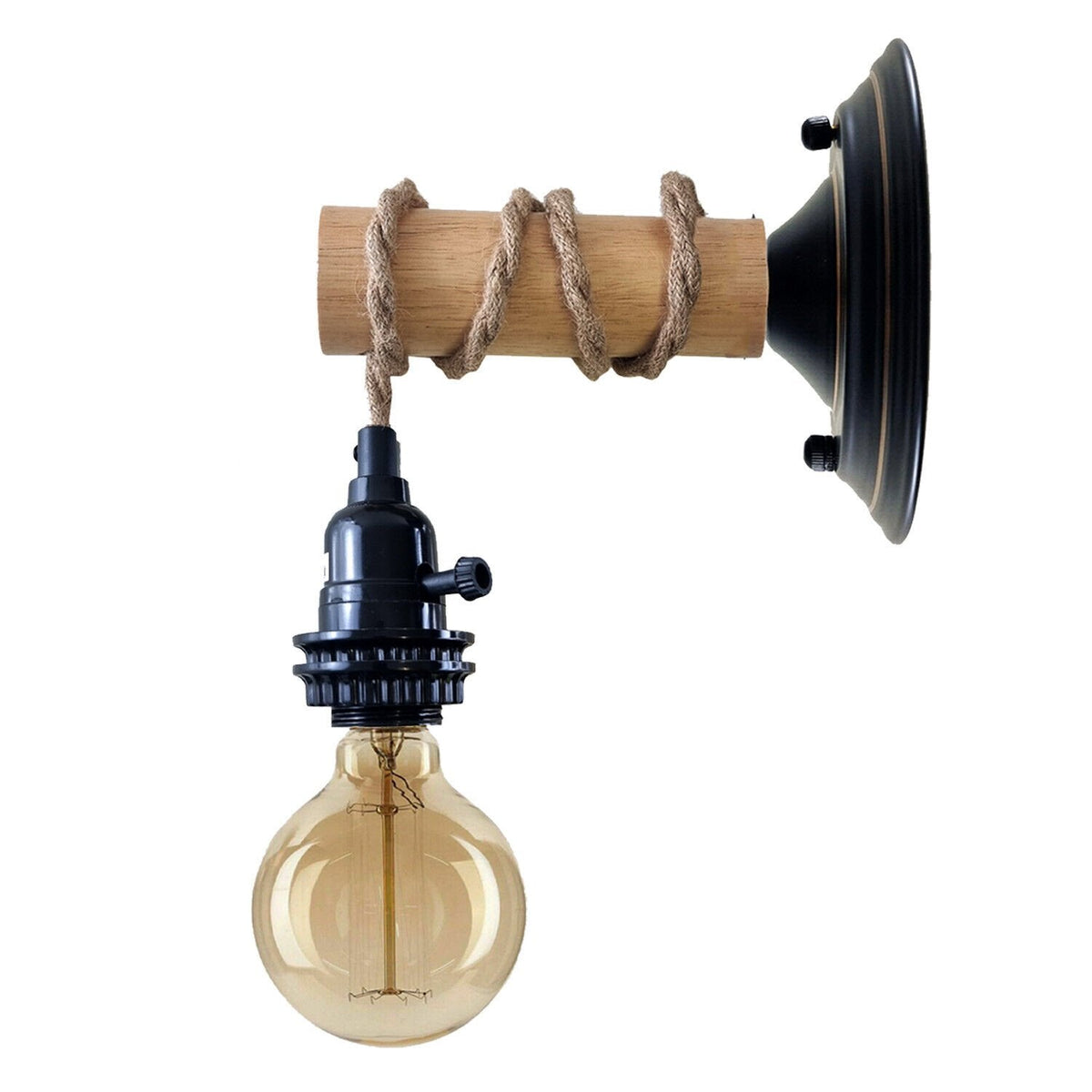 Vintage Metal & Wood Industrial Wall Light E27~3501-0