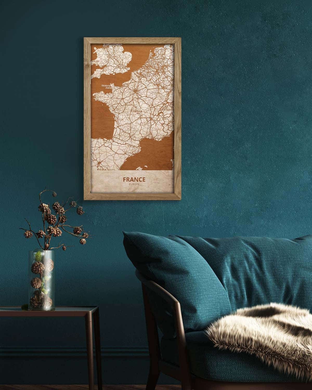 Wooden Map of France, Country Map 3