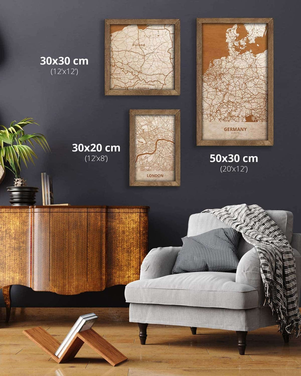 Wooden Map of Germany, Country Map 4