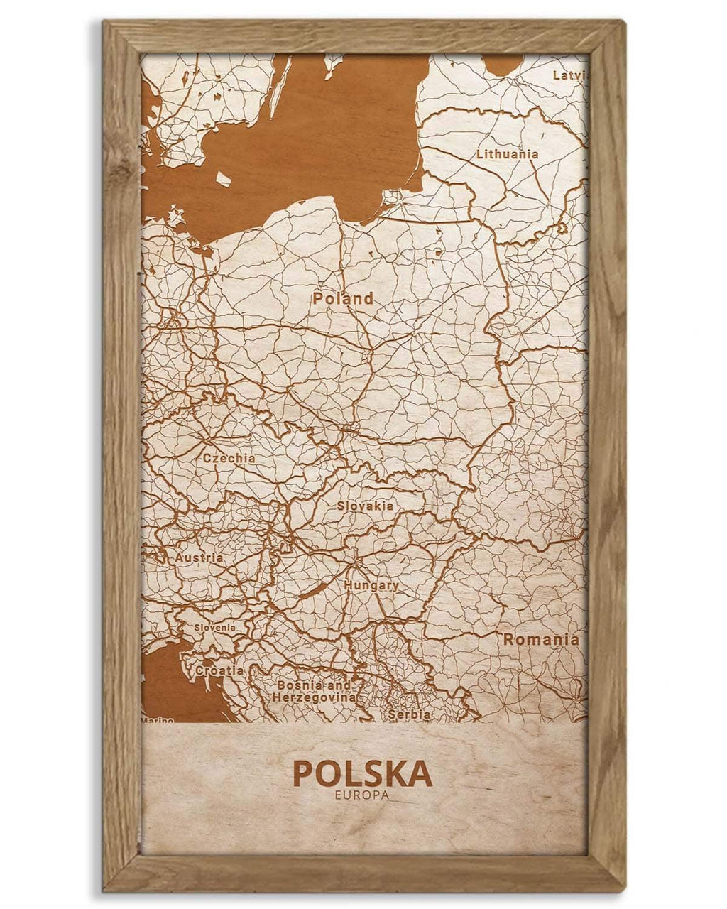 Wooden Map of Poland, Country Map 4