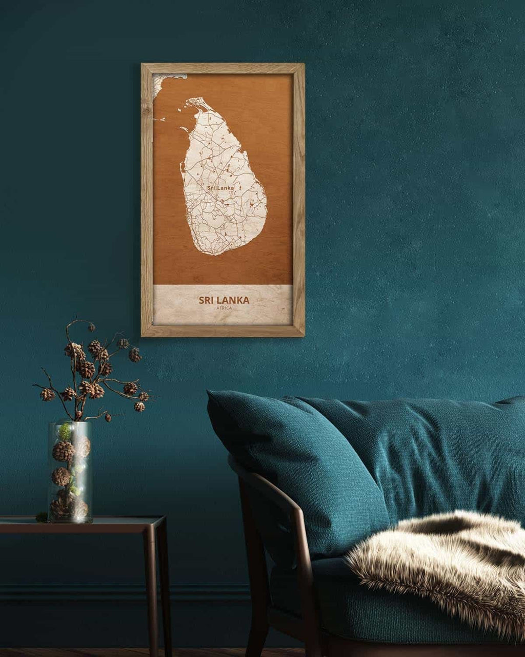 Wooden Map of Sri Lanka, Country Map 1