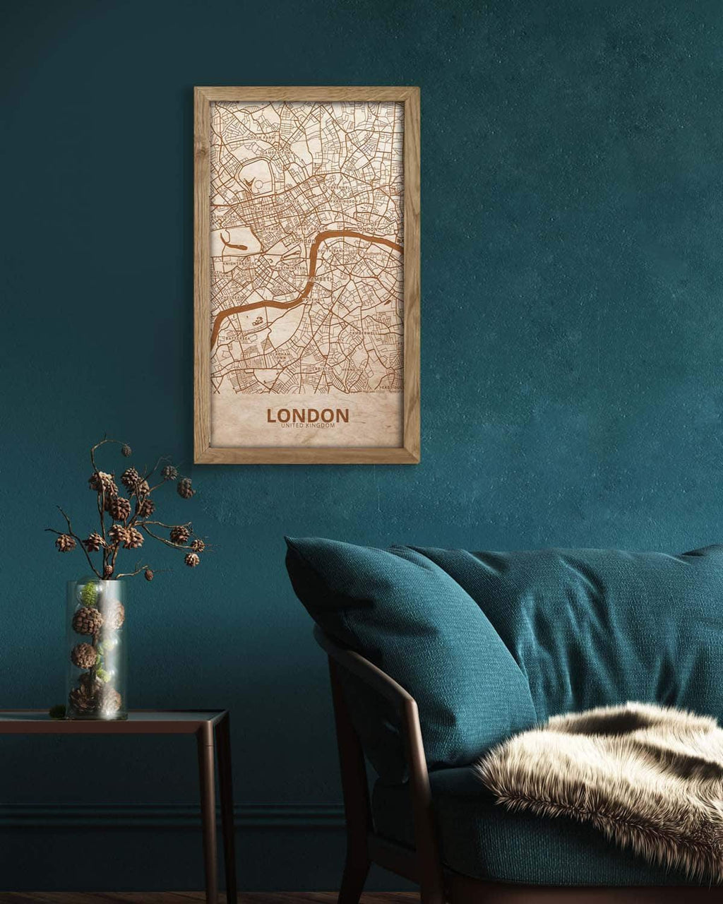 Wooden Street Map of London - Urban City Plan 2