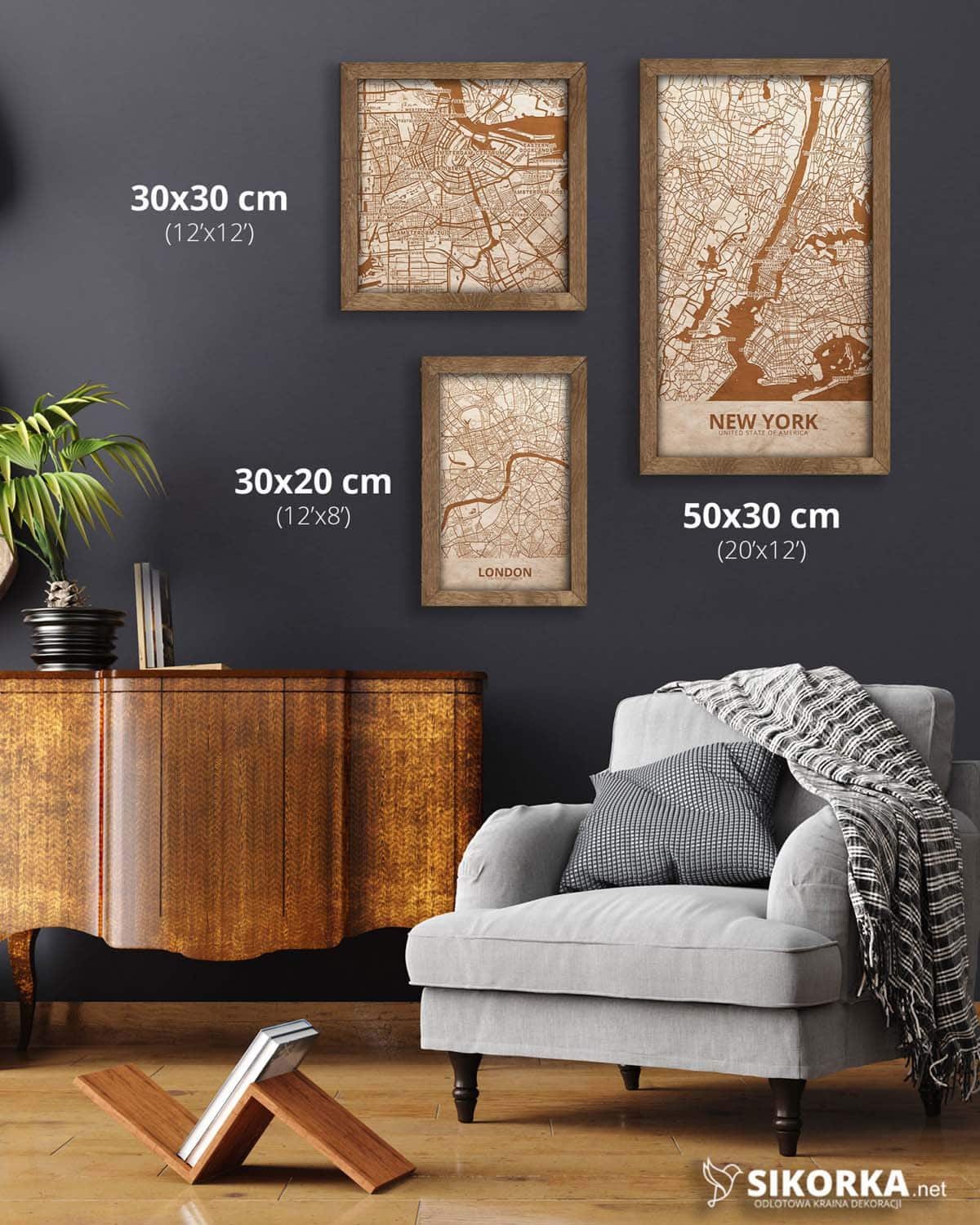 Wooden Street Map of New York - City Urban Plan 3